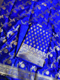 Blue Semi Katan Silk Banarasi 3 pcs Suit Set 750SHL_SK10