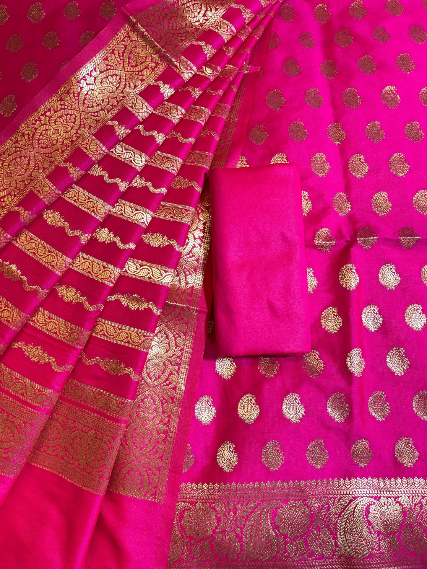 Pink Semi Katan Silk Banarasi 3 pcs Suit Set 750SHL_SK14