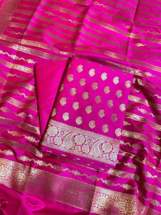 Pink Semi Katan Silk Banarasi 3 pcs Suit Set 750SHL_SK14