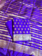 Blue Semi Katan Silk Banarasi 3 pcs Suit Set 750SHL_SK20