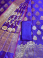 Royal Blue Semi Katan Silk Banarasi 3 pcs Suit Set 750SHL_SK21
