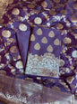 Wine Semi Katan Silk Banarasi 3 pcs Suit Set 750SHL_SK24