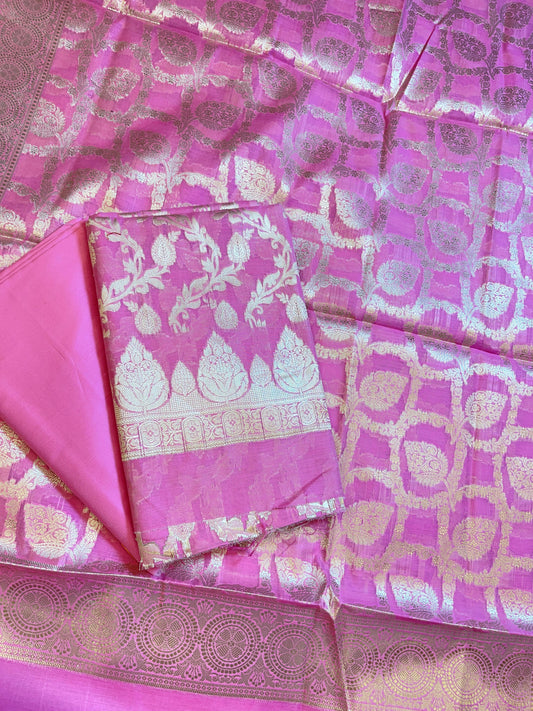Pink Mercerize Cotton Silk Banarasi 3 pcs Suit Set 700SKL_MS2