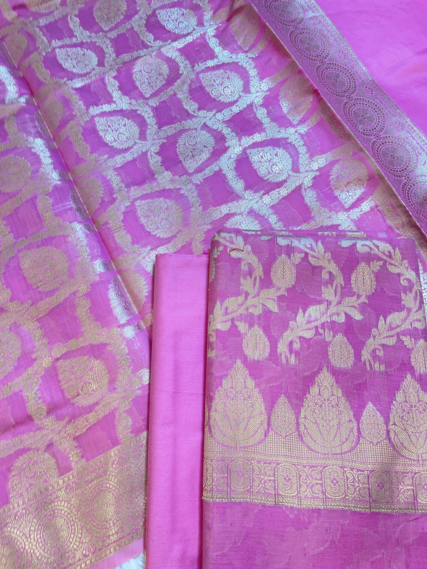 Pink Mercerize Cotton Silk Banarasi 3 pcs Suit Set 700SKL_MS2