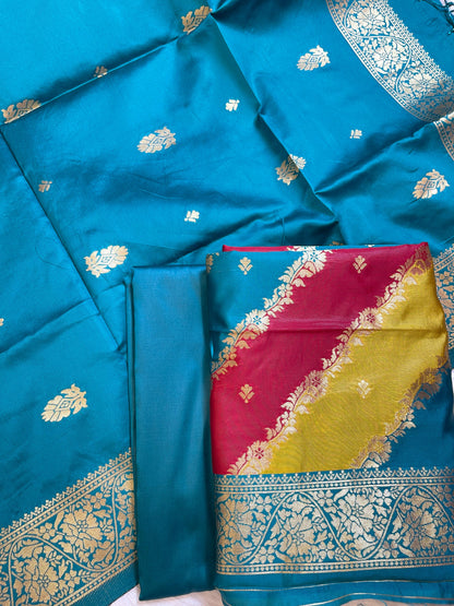 Rangkaat Art Silk Banarasi 3 pcs Suit Set  with Contrast Seagreen Dupatta 650SKL_RNG1