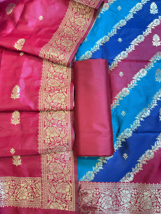 Rangkaat Art Silk Banarasi 3 pcs Suit Set  with Contrast Maroon Dupatta 650SKL_RNG3