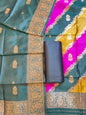 Rangkaat Art Silk Banarasi 3 pcs Suit Set  with Contrast Green Dupatta 650SKL_RNG4