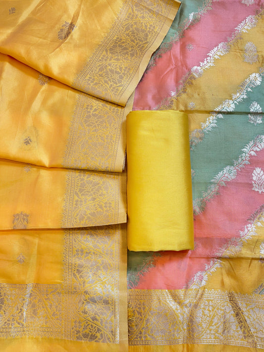 Rangkaat Art Silk Banarasi 3 pcs Suit Set  with Contrast Yellow Dupatta 650SKL_RNG7