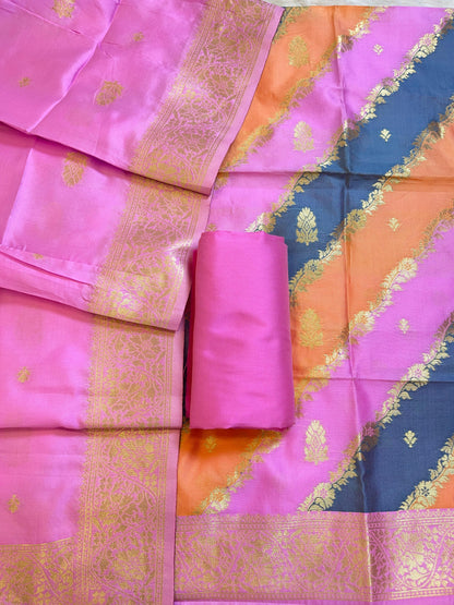 Rangkaat Art Silk Banarasi 3 pcs Suit Set  with Contrast Pink Dupatta 650SKL_RNG8