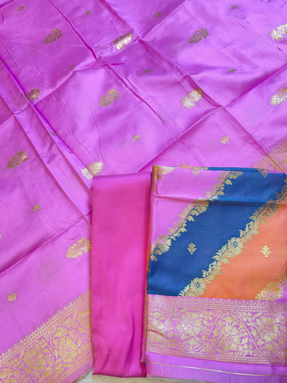 Rangkaat Art Silk Banarasi 3 pcs Suit Set  with Contrast Pink Dupatta 650SKL_RNG8