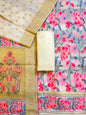 Off-white Jamdani Weave Cotton Banarasi 3 pcs Suit Set 600SKL_JM21