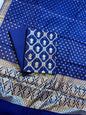 Blue Mescrize Cotton Geometrical Banarasi 3 pcs Suit Set 1100SKL_MS3