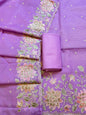 Purple Kota Check Embroidery Banarasi 3 pcs Suit Set 1100SKL_KC6