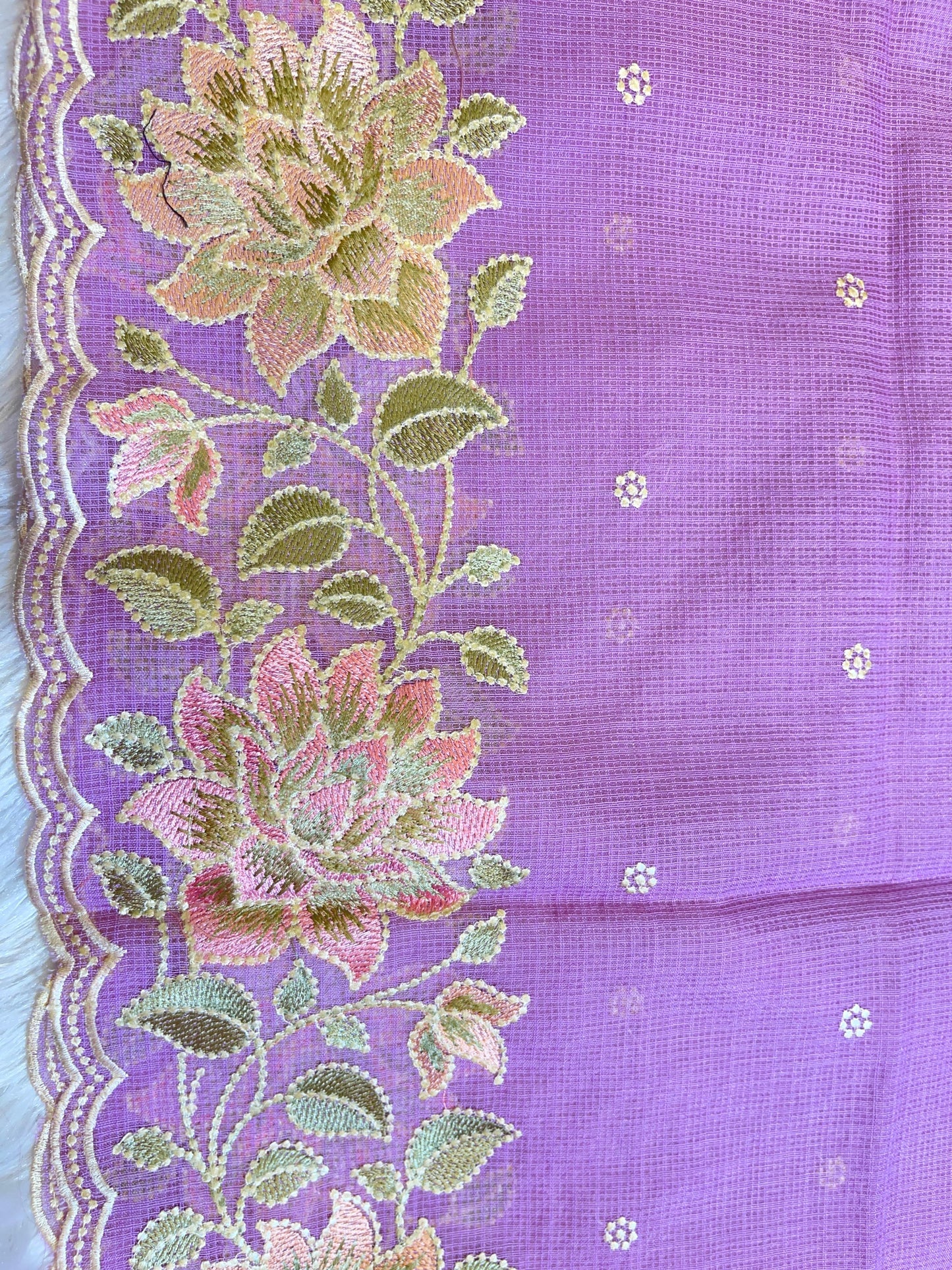 Purple Kota Check Embroidery Banarasi 3 pcs Suit Set 1100SKL_KC6