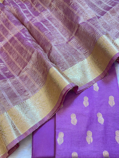 Purple Mescrize Cotton Banarasi 3 pcs Suit Set with Crush Tissue Dupatta 1100SKL_MSC2