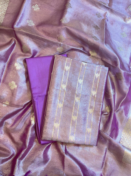 Purple Tissue Silk Zari Stripe Banarasi 3 pcs Suit Set 1100SKL_TSU4