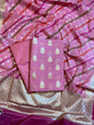 Pink Pure Mercerised Silk Banarasi 3 pcs Suit Set with Stripe Rangkaat Dupatta 1250SKL_MS5