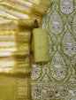 Green Pure Mercerised Cotton Embroidery Banarasi 3 pcs Suit Set 1200SKL_CE2