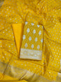 Yellow Georgette Silver Zari Banarasi 3 pcs Suit Set 1200SKL_GE2