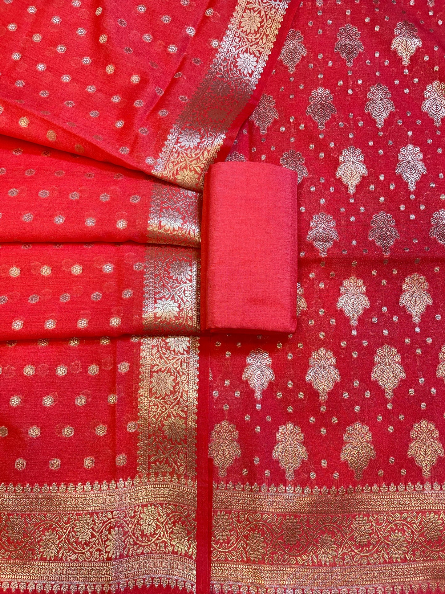 Pink Georgette Silver Zari Banarasi 3 pcs Suit Set 1200SKL_GE5