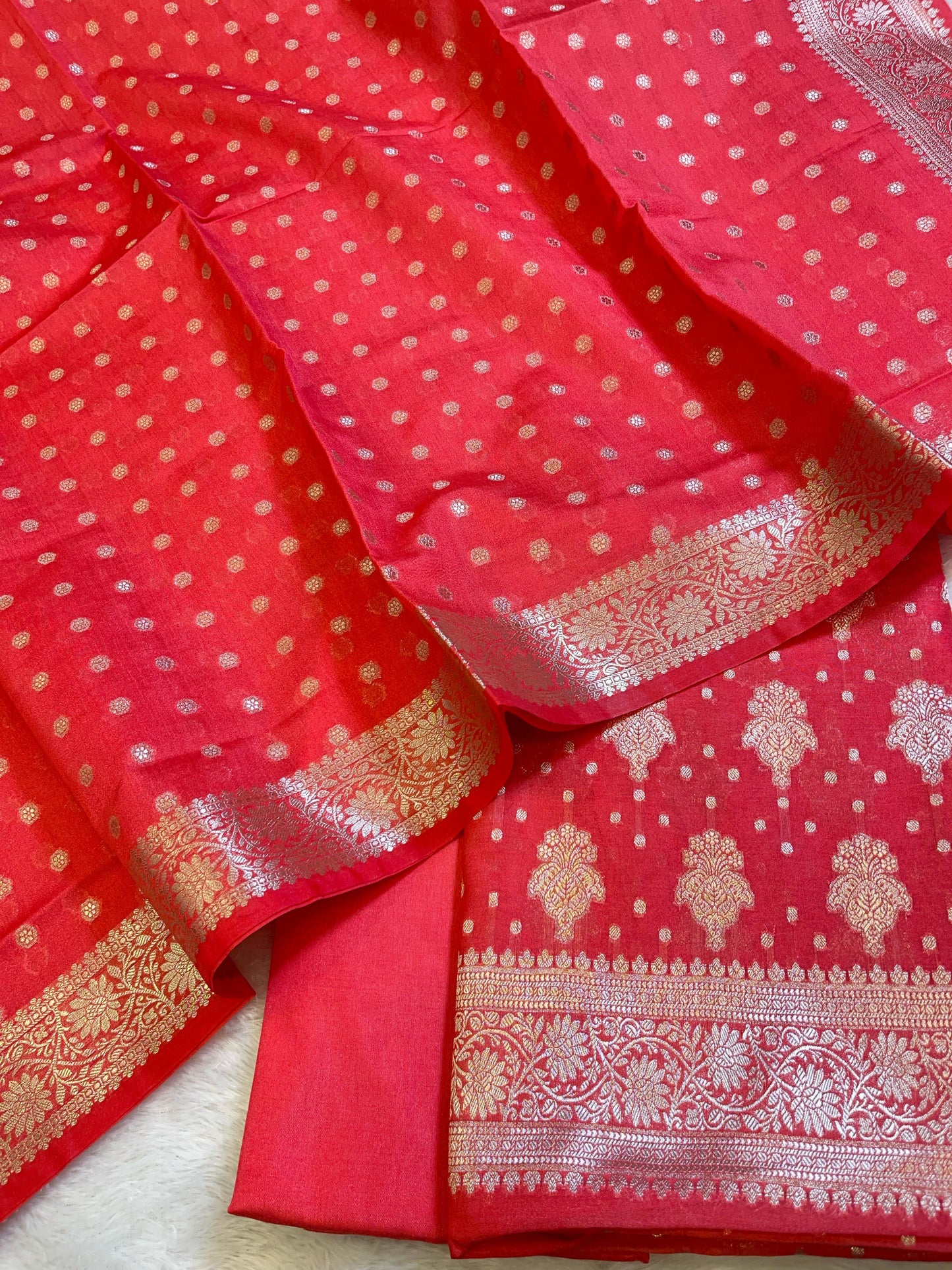 Pink Georgette Silver Zari Banarasi 3 pcs Suit Set 1200SKL_GE5