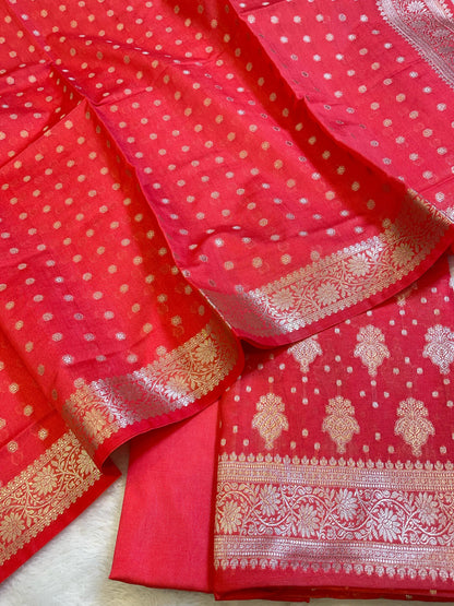 Pink Georgette Silver Zari Banarasi 3 pcs Suit Set 1200SKL_GE5