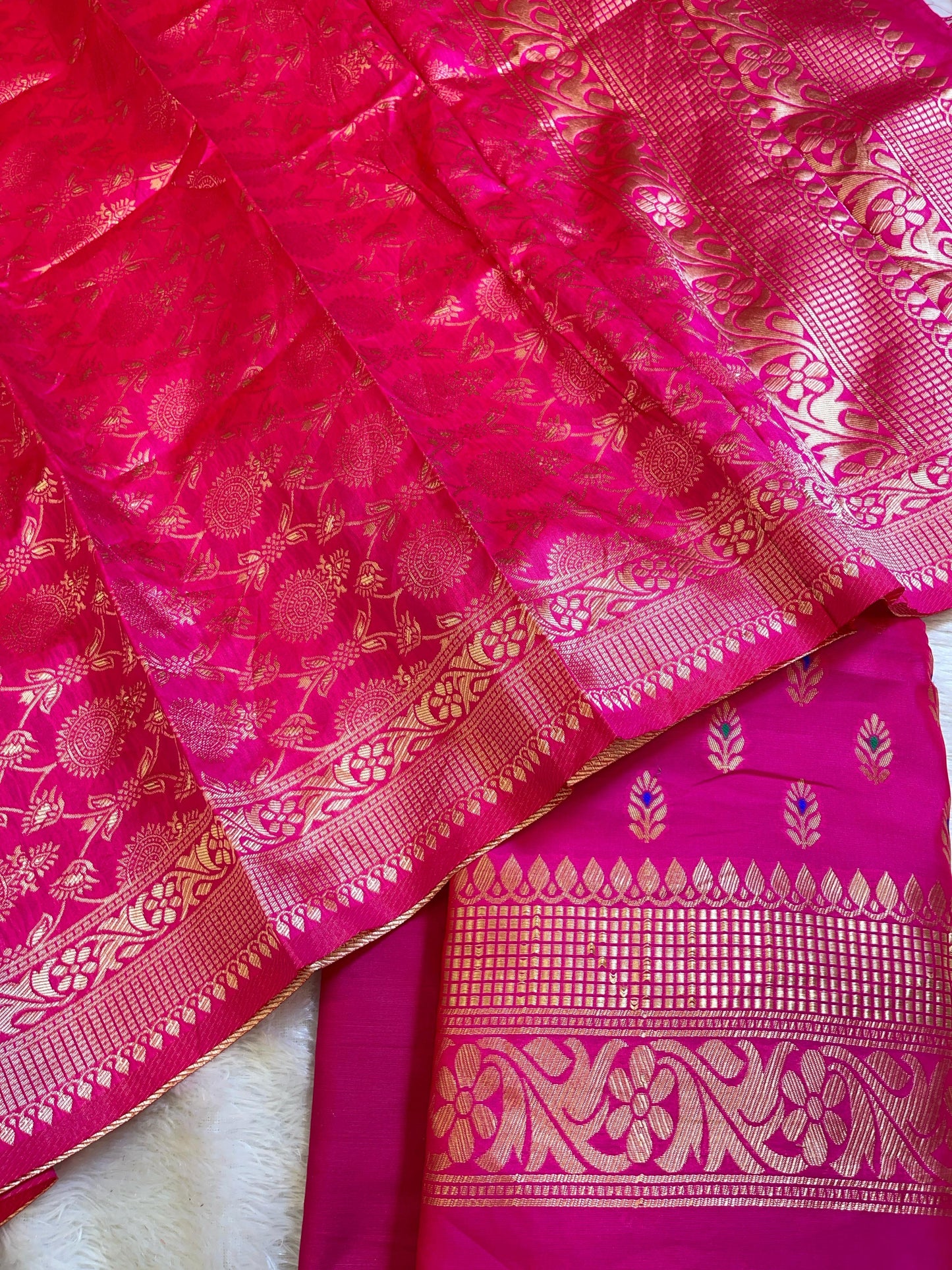 Magenta Butter Silk Zari Mina Booti Banarasi 3 pcs Suit Set 600SKL_BS2