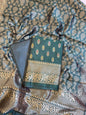 Bottle Green Butter Silk Zari Mina Booti Banarasi 3 pcs Suit Set 600SKL_BS3