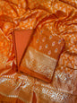 Orange Butter Silk Zari Mina Booti Banarasi 3 pcs Suit Set 600SKL_BS5