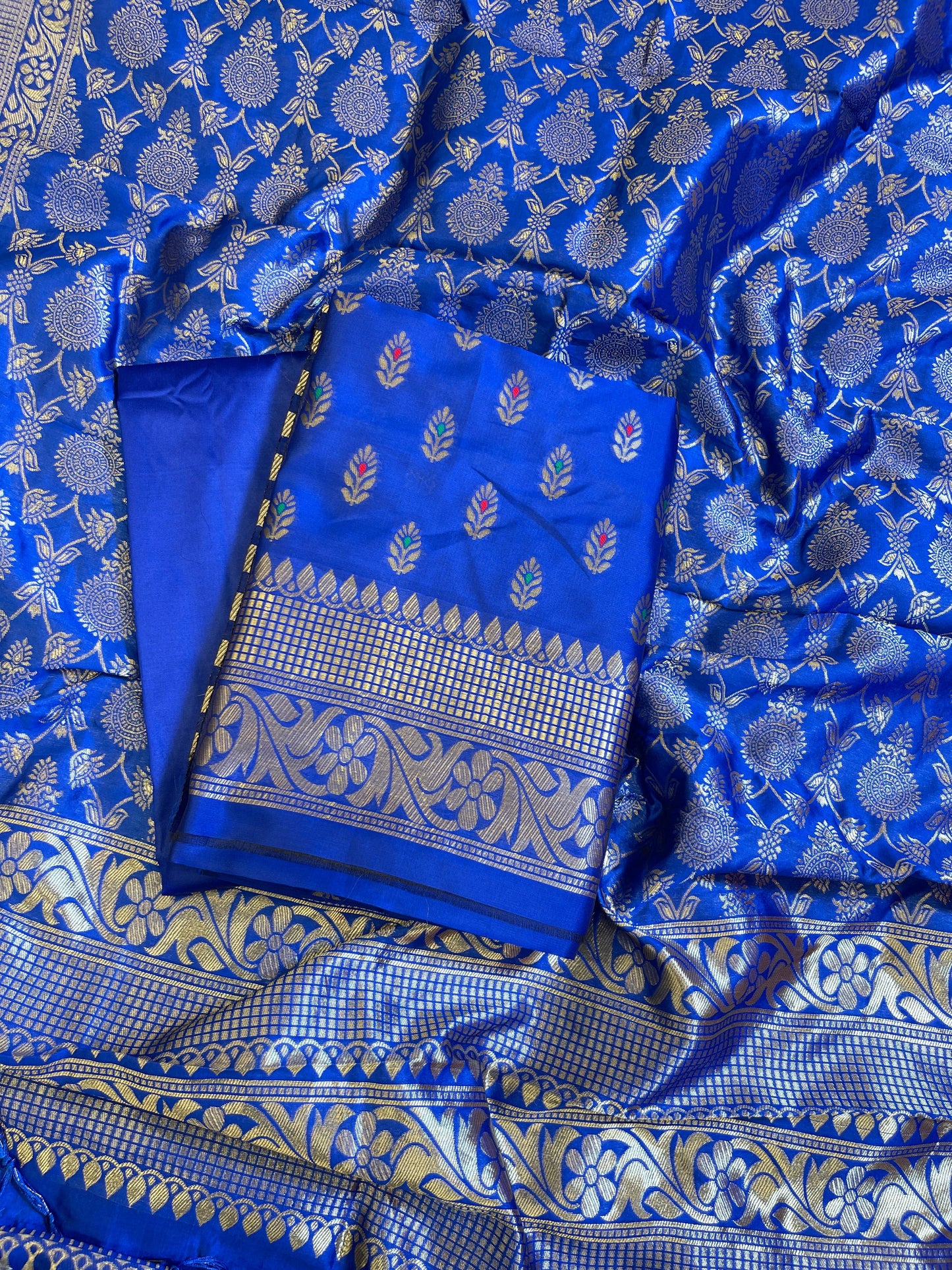 Blue Butter Silk Zari Mina Booti Banarasi 3 pcs Suit Set 600SKL_BS10