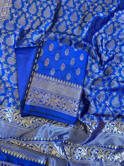 Blue Butter Silk Zari Mina Booti Banarasi 3 pcs Suit Set 600SKL_BS10