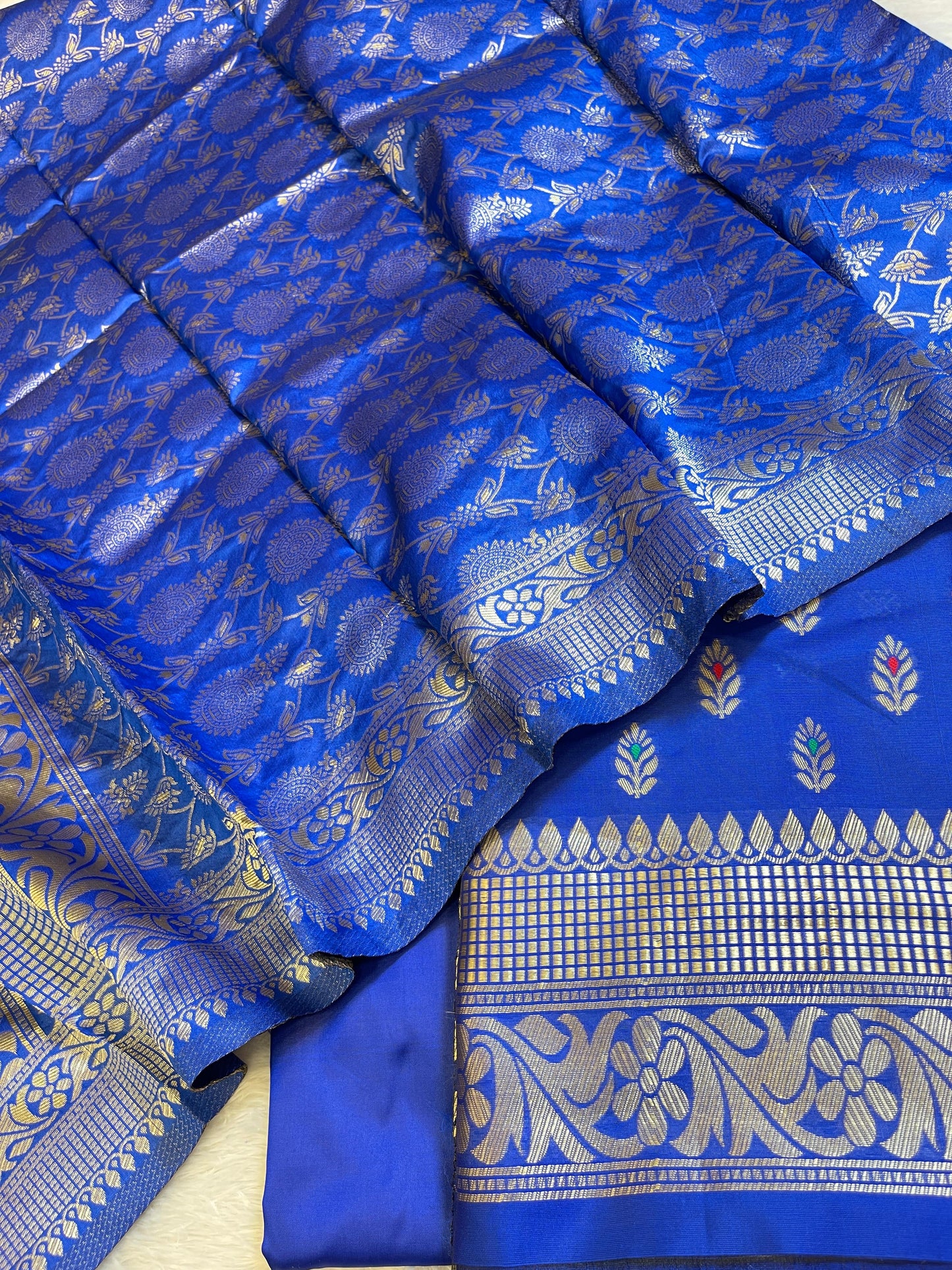Blue Butter Silk Zari Mina Booti Banarasi 3 pcs Suit Set 600SKL_BS10
