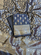Black Butter Silk Zari Mina Booti Banarasi 3 pcs Suit Set 600SKL_BS15