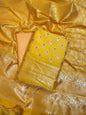 Yellow Butter Silk Zari Mina Booti Banarasi 3 pcs Suit Set 600SKL_BS16