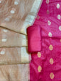 Magenta Pure Mercerise Silk Banarasi 3 pcs Suit Set with Crush Tissue Dupatta 1000SKL_PM8
