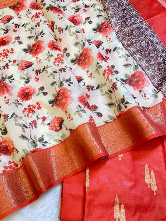 Red Pure Mercerise Silk Banarasi 3 pcs Suit Set with Digital Print Dupatta 1000SKL_MP4