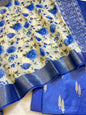Blue Pure Mercerise Silk Banarasi 3 pcs Suit Set with Digital Print Dupatta 1000SKL_MP5