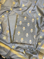 Black Kota Check Embroidery Banarasi 3 pcs Suit Set 1000SKL_KC5