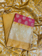 Red Art Silk Floral Zari Boota Contrast Banarasi Suit with Mustard Dupatta 625AJ_TPT11