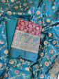 Maroon Art Silk Floral Zari Mina Jaal Contrast Banarasi Suit with Seagreen Dupatta 625AJ_TPT15
