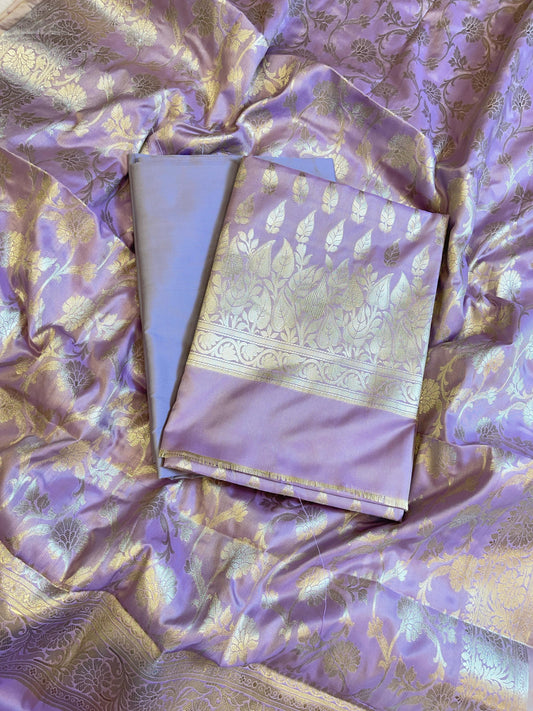 Purple Semi Silk Floral Zari Booti Banarasi 3 pcs Suit Set 900AJ_SK13
