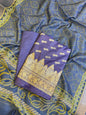 Purple Katan Silk Floral Zari Booti with Cotton Print Dupatta Banarasi 3 pcs Suit Set 1500AJ_KCP1
