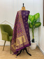 Purple  Katan Silk Zari With Multicolor Mina Jaal Dupatta 800SKL_KS33
