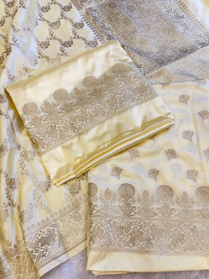 Tussar Premium Mashru Silk Floral Zari Booti Banarasi Suit Set 1500AJ_KCP22