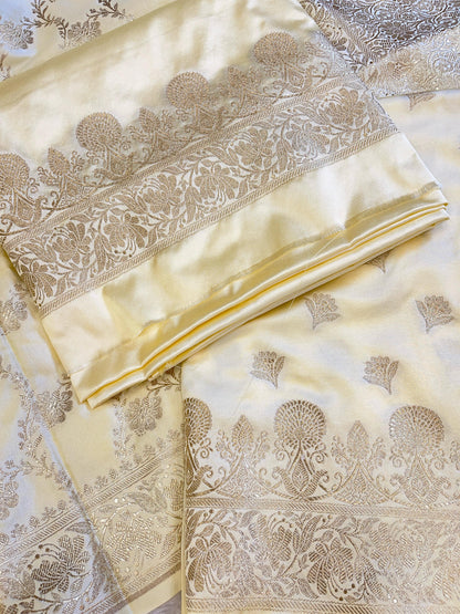 Tussar Premium Mashru Silk Floral Zari Booti Banarasi Suit Set 1500AJ_KCP22