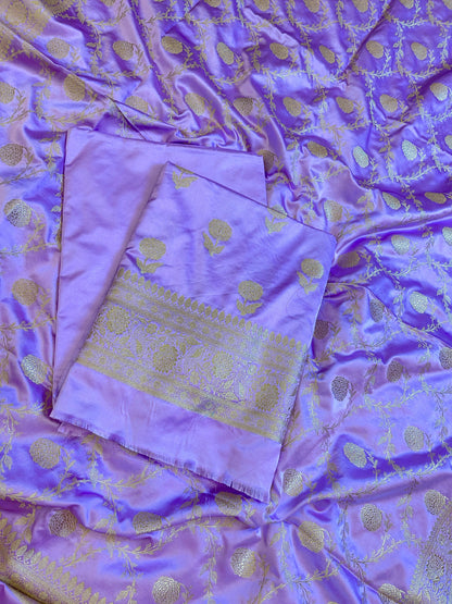 Purple Premium Mashru Silk Floral Zari Booti Banarasi Suit Set 1500AJ_KCP38