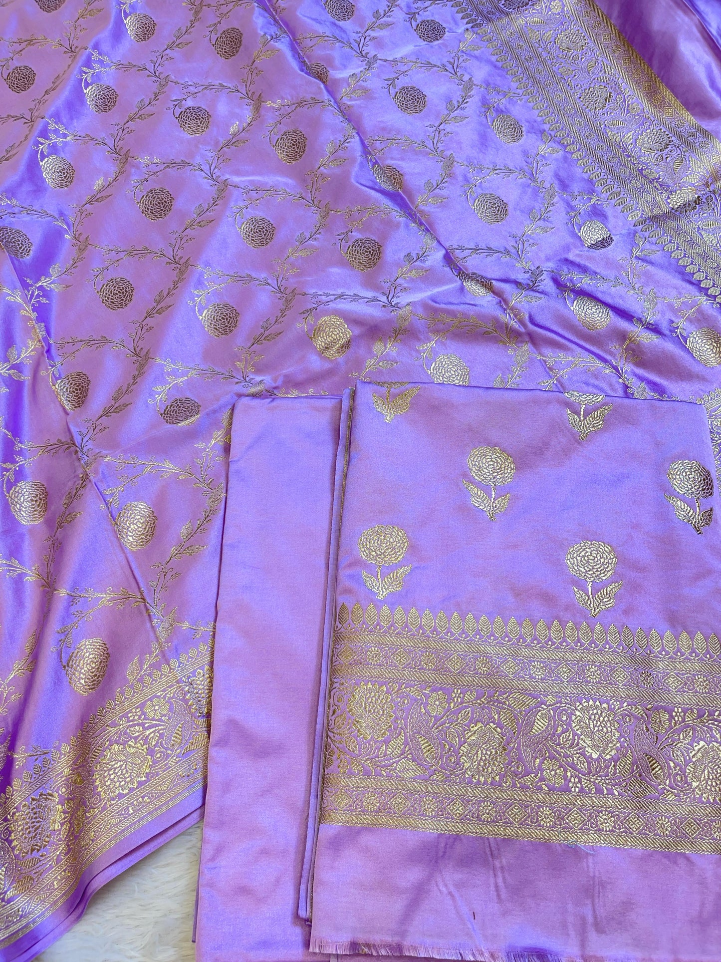 Purple Premium Mashru Silk Floral Zari Booti Banarasi Suit Set 1500AJ_KCP38