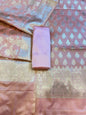 Peach Semi Silk Floral Zari Booti Banarasi 3 pcs Suit Set 900AJ_SK34