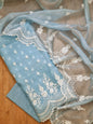 Sky Blue Organza Silk Embroidery Banarasi 3 Pcs Suit Set 1100SKL_OG8