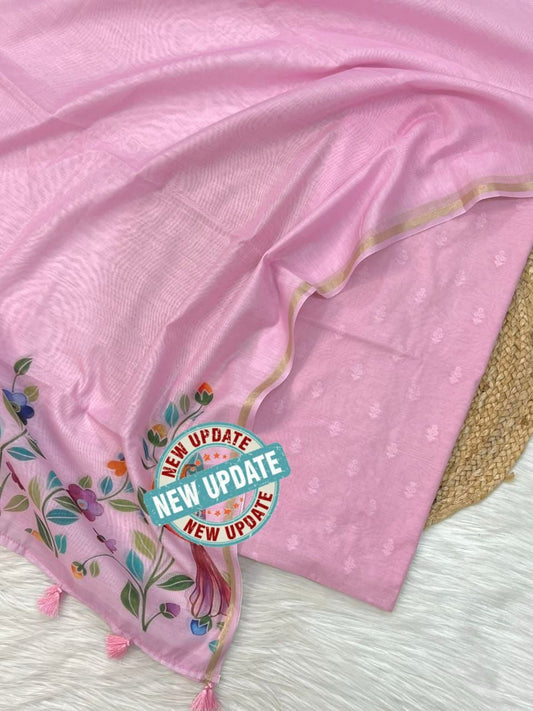 Pink Pure Mercerised Resham Booti with Digital Print Dupatta Banarasi Suit Set 1000SKL_PMC2